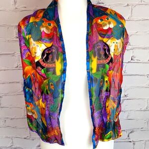 Laurel Burch cats & dogs scarf